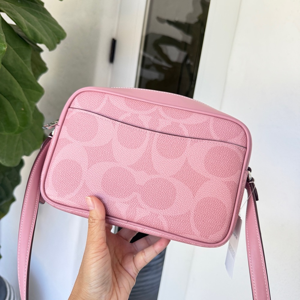 Last 2 ‼️Coach Jamie Camera Bag In Maxi Signature Canvas CCK73 Dusty Pink - Picture 9 of 15